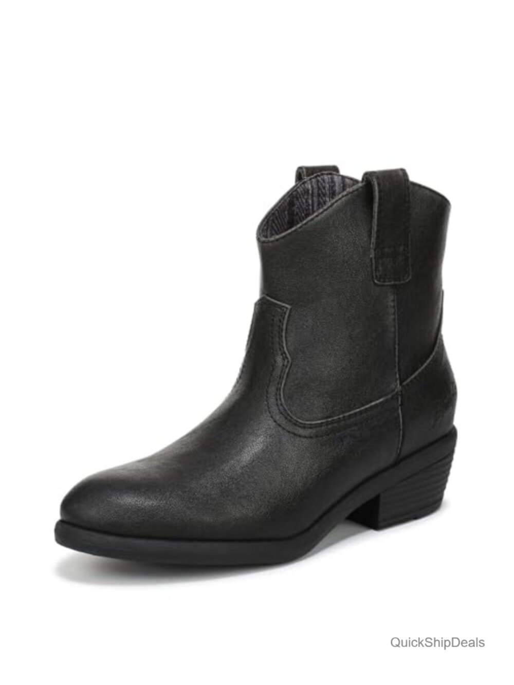 Pointed Toe Slip-On Ankle Booties with Western Stitching